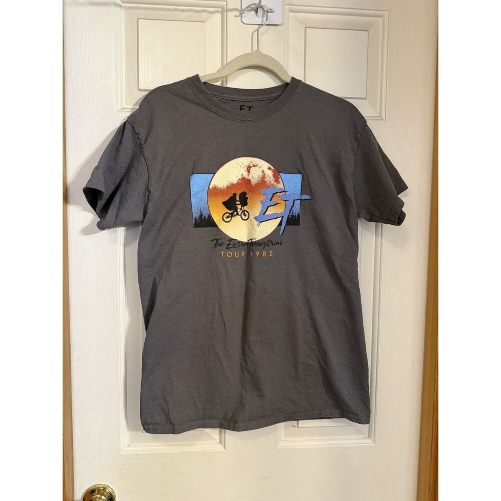 E.T. The Extra Terrestrial 1982 Tour Graphic T Shirt Mens M Gray Retro